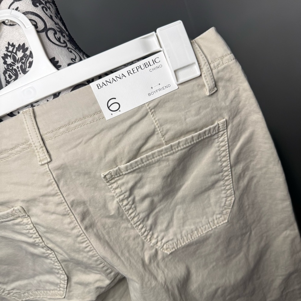 Banana Republic Boyfriend Rolled Cuff Chino Pant Size 6 NWT Cream Khaki - Picture 6 of 11